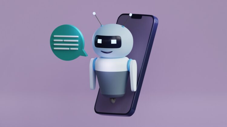 Conversational Companions: The Rise of Chatbots and the Transformation of Customer Service 55 Optimized 3d set with robot smartphone 3d render illustration