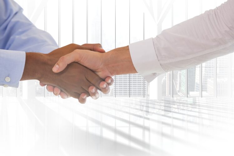 handshake with both hands