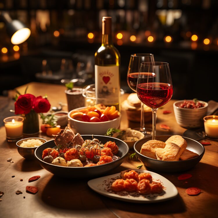 The Culinary Ballet: Perfecting the Harmony of Wine and Food Pairings 51 banner web tapas bar with valentine themed shared plate setups heart sh bussines concept valentine