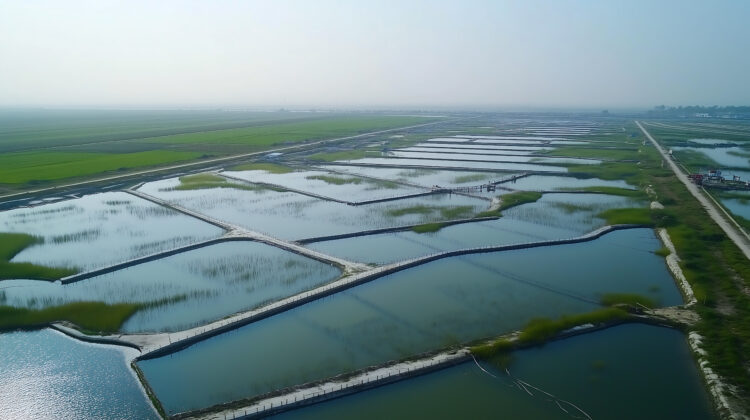 Harnessing the Power of Shrimp: A Comprehensive Guide to Using Shrimp for Environmental Conservation and Restoration 51 aerial view fish farming ponds agricultural landscape 1