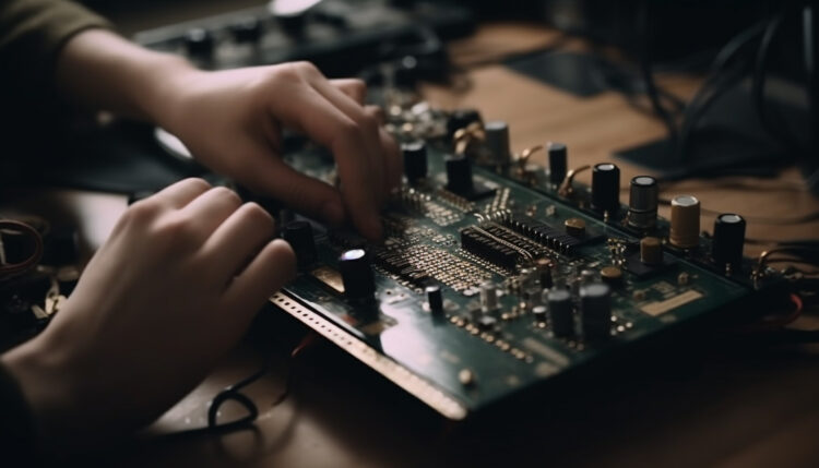 Navigating Turbulent Waters: The Impact of COVID-19 on the Semiconductor Industry 51 hand soldering cpu motherboard indoors generated by ai 2
