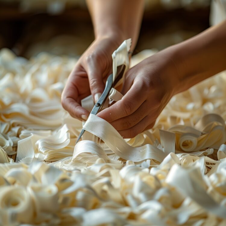 Mastering Silkworm Production: A Comprehensive Guide for Small and Large-Scale Farming Operations 51 hands carefully trimming white ribbons with scissors
